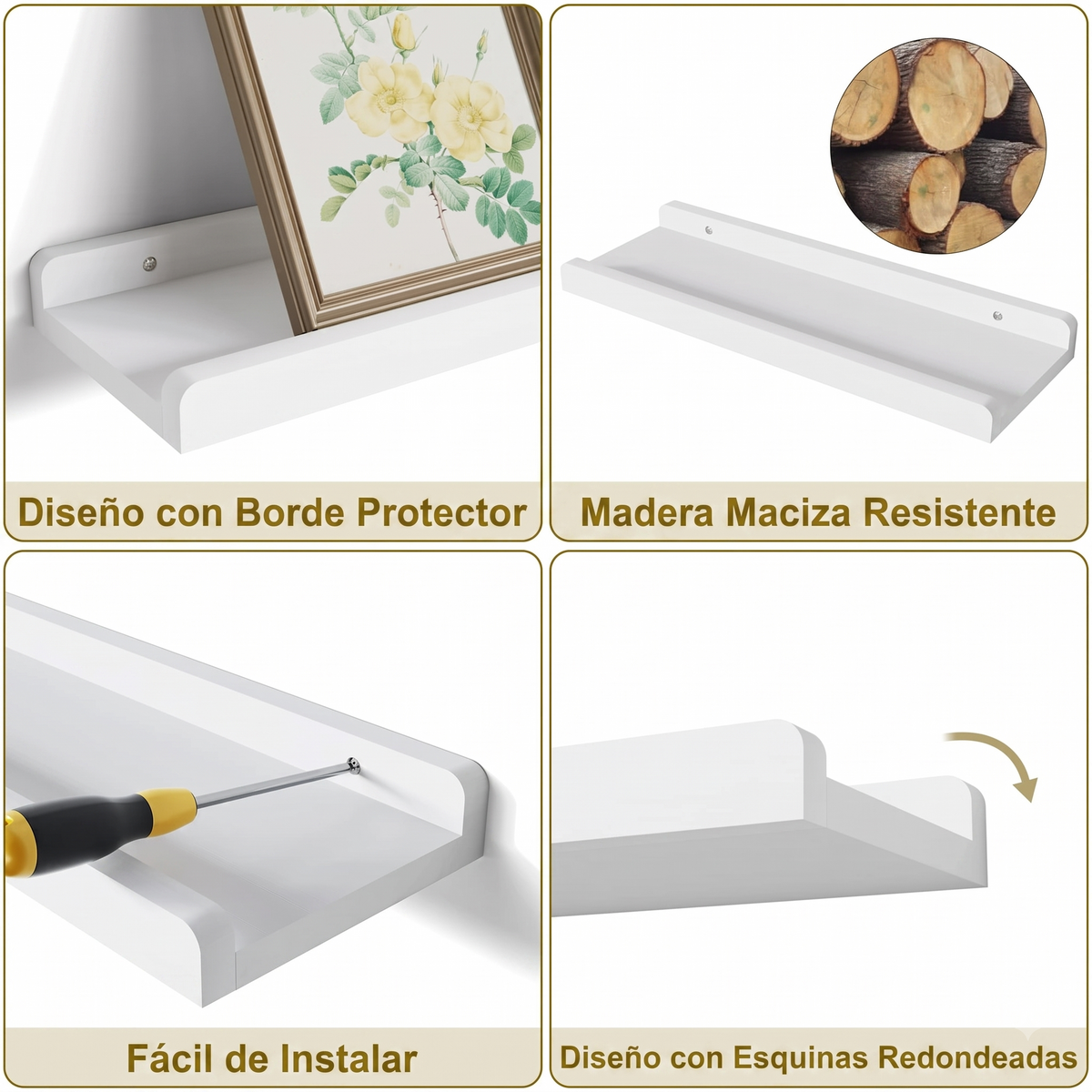 Juego de 2 Estantes Flotantes de Madera Rústica de Pared Hogaris™